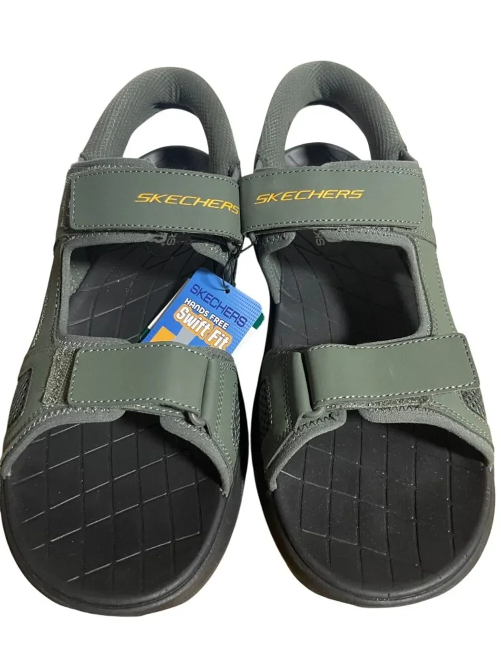 Skechers Mens Swift Fit Hands-Free Water Sandals Size 12 Green Adjustable Straps